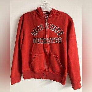 Ohio State Buckeyes Women’s Zip Front Tie Hoodie, Medium, Red